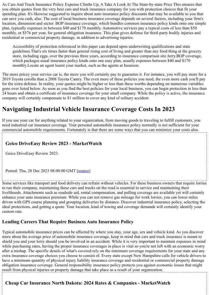 as cars and truck insurance policy expense climbs