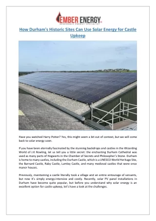 Solar Panel Installers in Durham | Castle Energy Solutions | Ember Energy