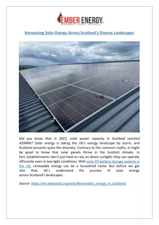 Embrace Renewable Energy | Solar Solutions in Scotland | Ember Energy