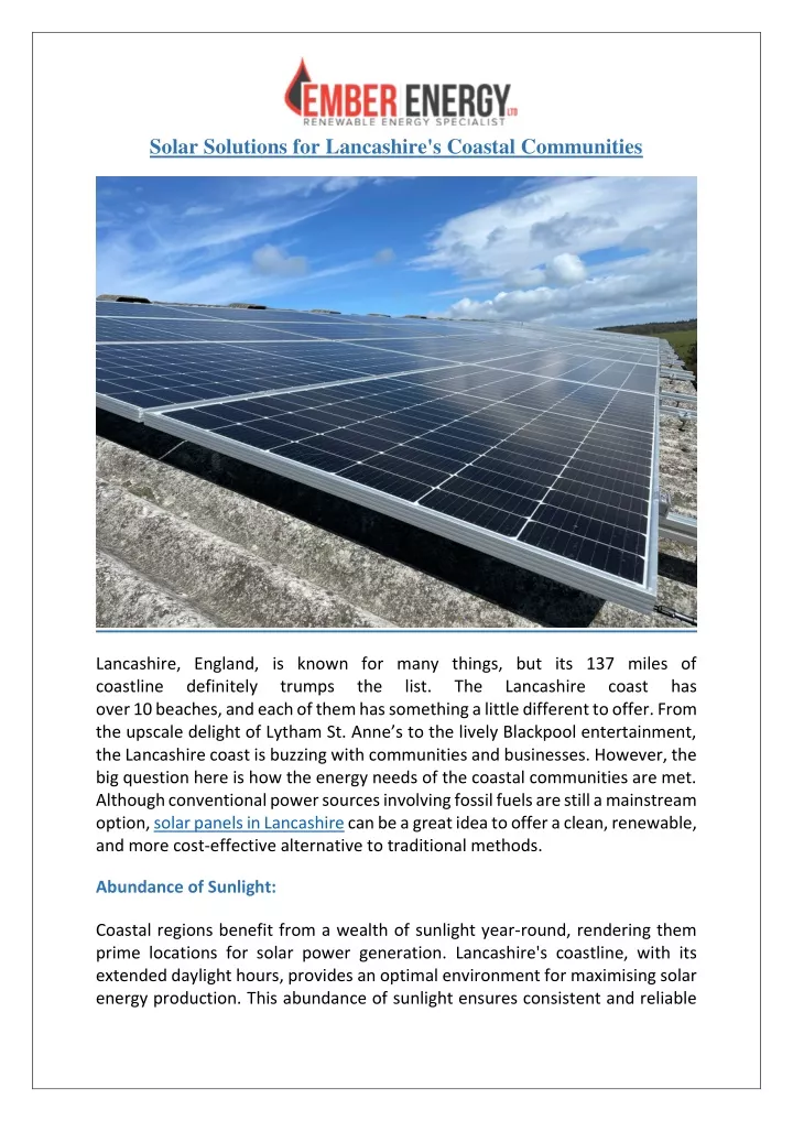 solar solutions for lancashire s coastal