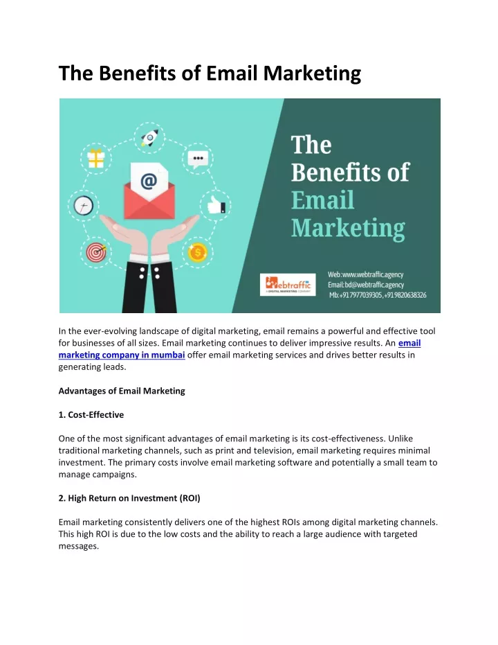 the benefits of email marketing