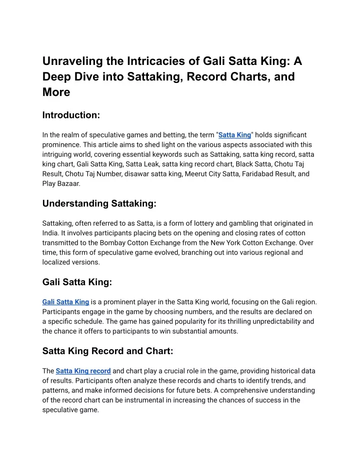 unraveling the intricacies of gali satta king