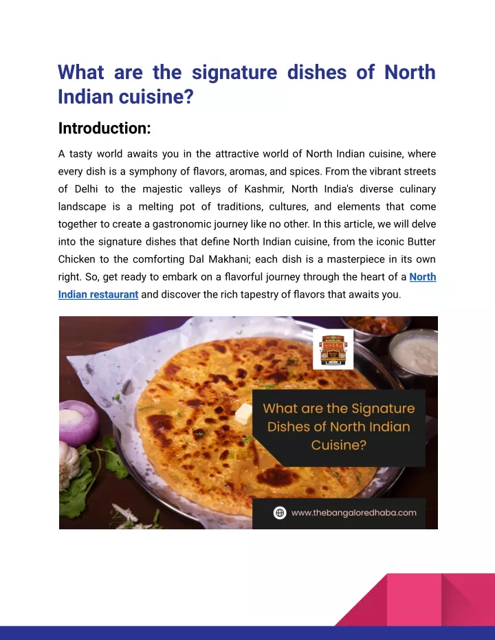 what are the signature dishes of north indian