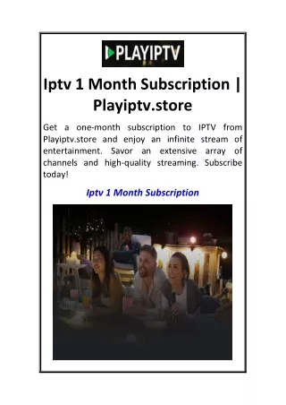 Iptv 1 Month Subscription  Playiptv.store