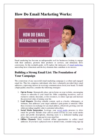 How Do Email Marketing Works