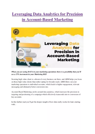 Leveraging Data Analytics for Precision in Account-Based Marketing