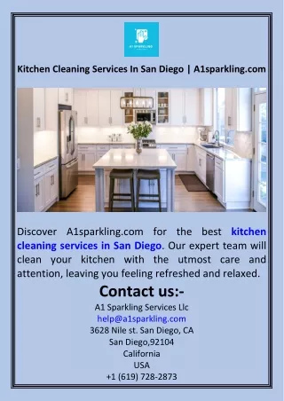Kitchen Cleaning Services In San Diego  A1sparkling.com