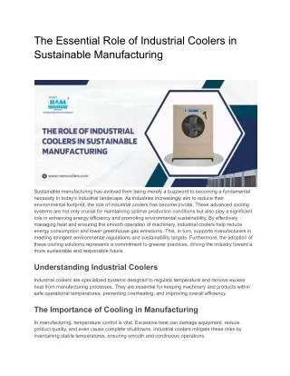 The Essential Role of Industrial Coolers in Sustainable Manufacturing (1)