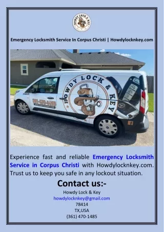 Emergency Locksmith Service In Corpus Christi  Howdylocknkey.com