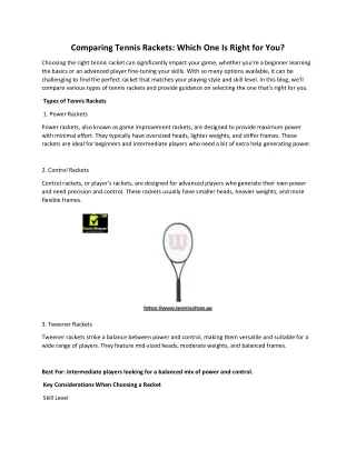 comparing tennis rackets which one is right