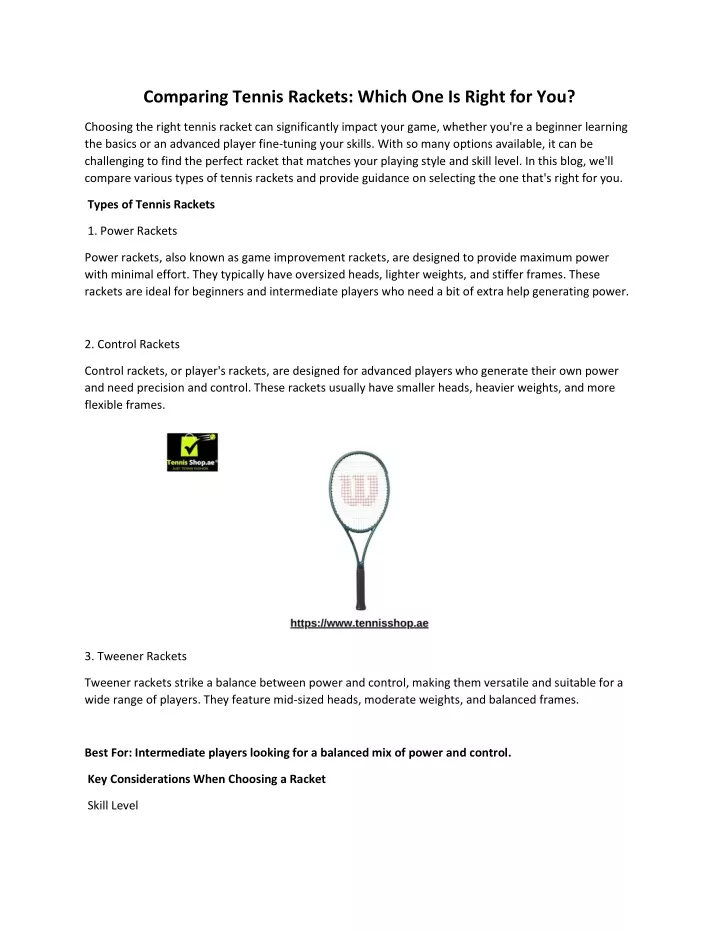 comparing tennis rackets which one is right