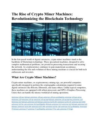 The Rise of Crypto Miner Machines CRYPTOMINERBROSCO