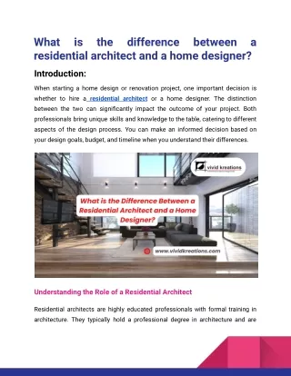 What is the difference between a residential architect and a home designer_vividkreations