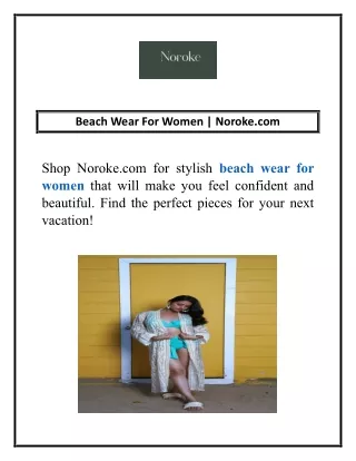 Beach Wear For Women | Noroke.com
