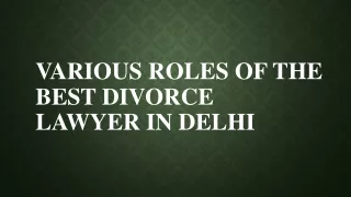 Various Roles of the Best Divorce Lawyer in Delhi