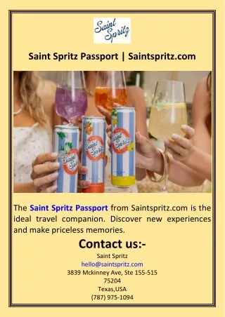 Saint Spritz Passport  Saintspritz.com