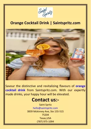 Orange Cocktail Drink  Saintspritz.com