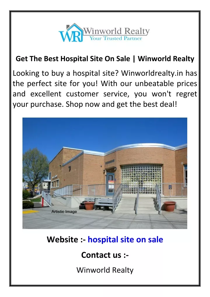 get the best hospital site on sale winworld realty