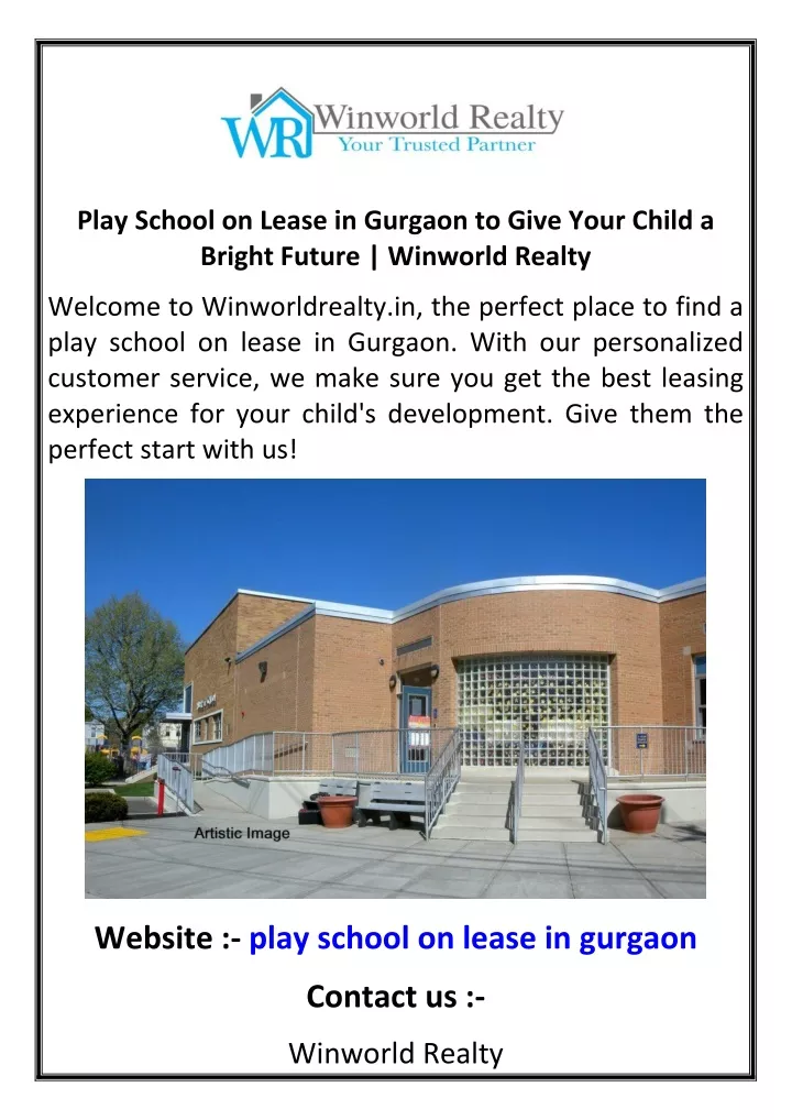 play school on lease in gurgaon to give your