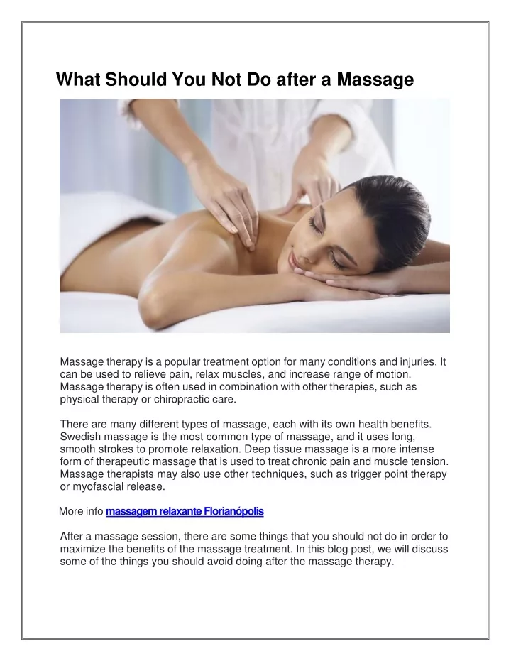 what should you not do after a massage