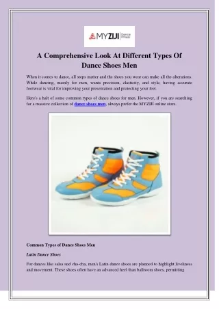 A Comprehensive Look At Different Types Of Dance Shoes Men