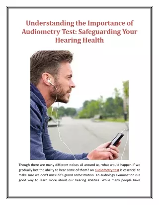 Understanding the Importance of Audiometry Test Safeguarding Your Hearing Health