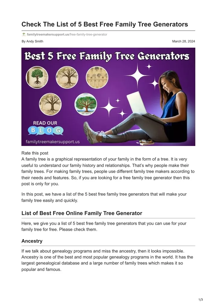 check the list of 5 best free family tree