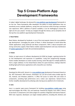 top 5 cross platform app development frameworks