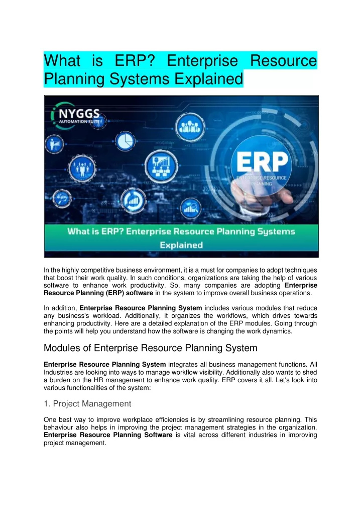 what is erp enterprise resource planning systems