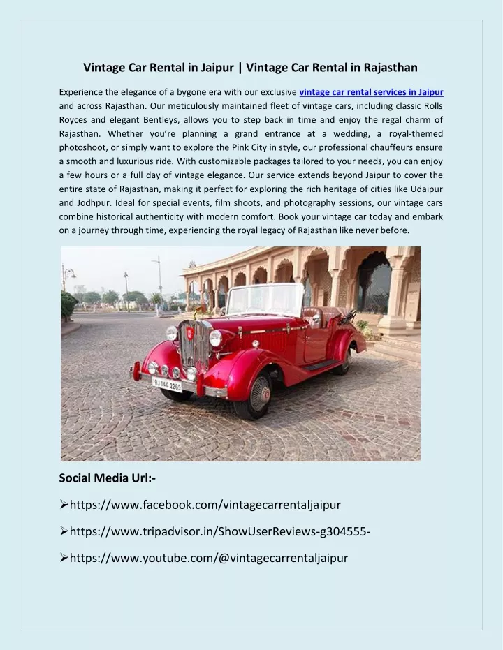 vintage car rental in jaipur vintage car rental