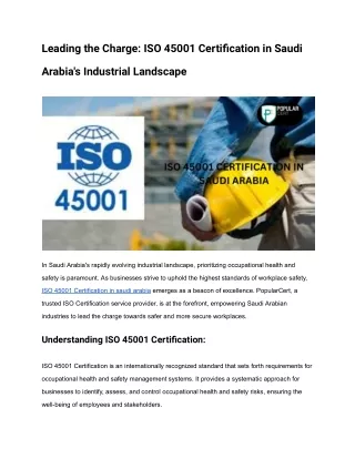 Leading the Charge_ ISO 45001 Certification in Saudi Arabia's Industrial Landscape