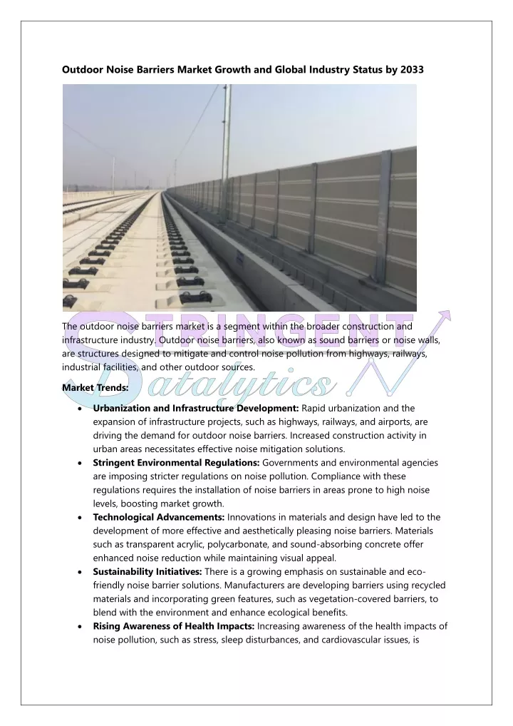 outdoor noise barriers market growth and global