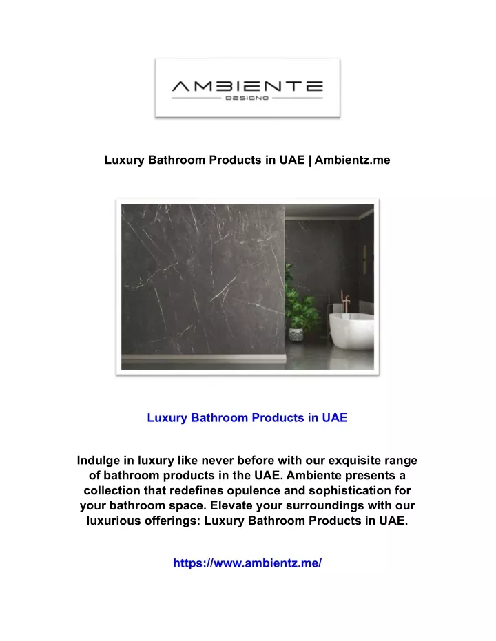 luxury bathroom products in uae ambientz me