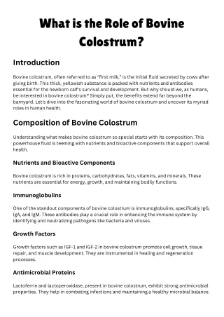 Exploring Bovine Colostrum: The Key to Enhanced Immunity and Wellness