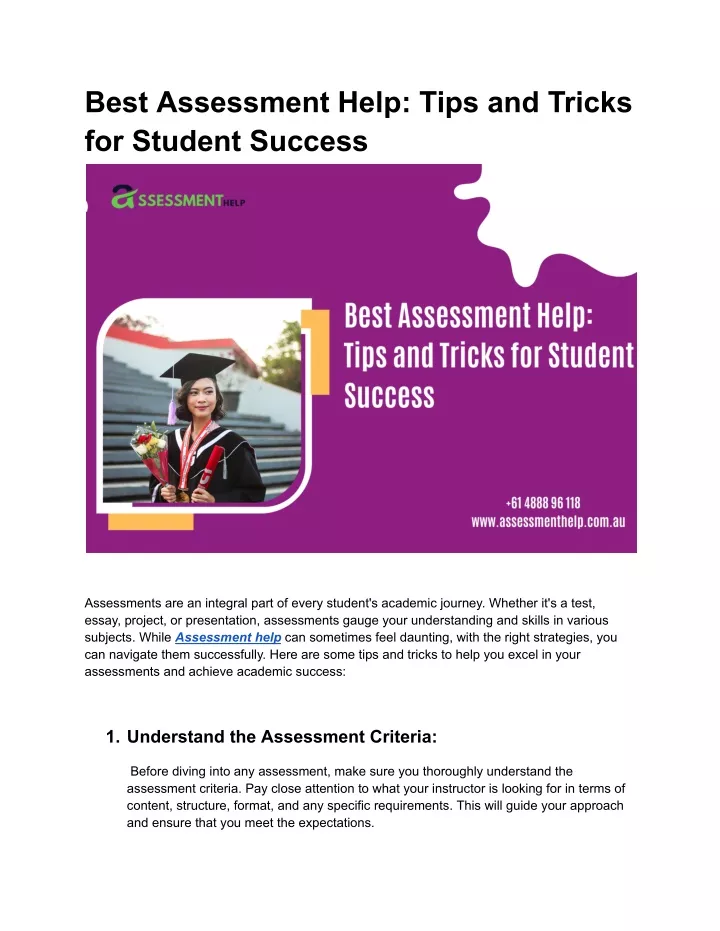 best assessment help tips and tricks for student