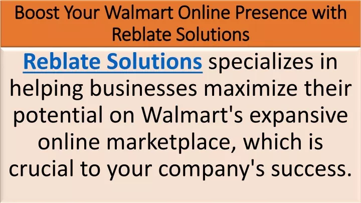 boost your walmart online presence with reblate solutions