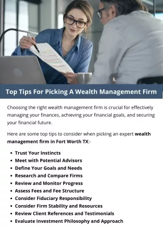 Top Tips For Picking A Wealth Management Firm