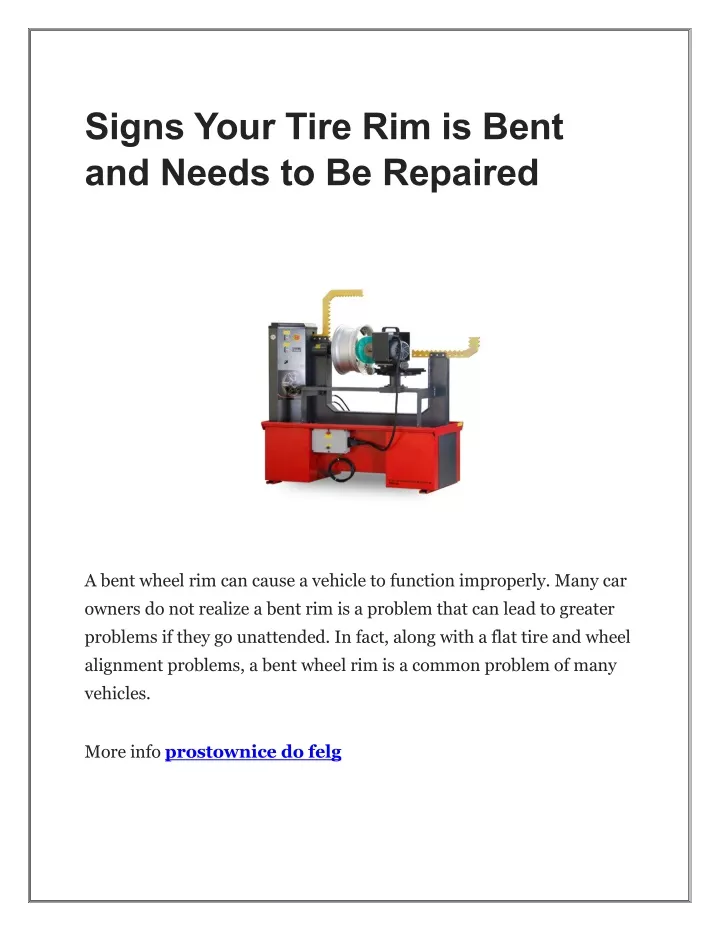 signs your tire rim is bent and needs