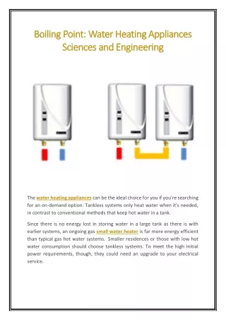 Boiling Point Water Heating Appliances Sciences and Engineering