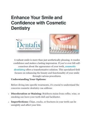 Enhance Your Smile and Confidence with Cosmetic Dentistry