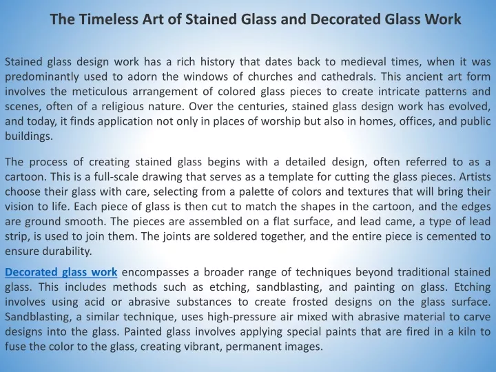 the timeless art of stained glass and decorated