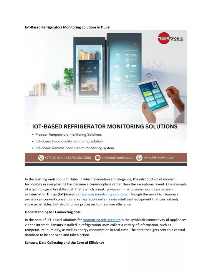 iot based refrigerators monitoring solutions