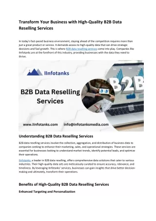 Transform Your Business with High-Quality B2B Data Reselling Services