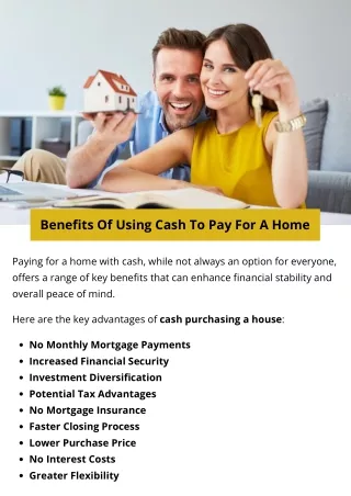 Benefits Of Using Cash To Pay For A Home