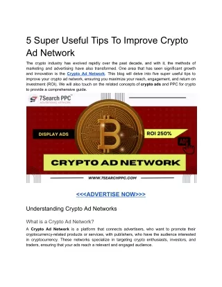 5 Super Useful Tips To Improve Crypto Ad Network