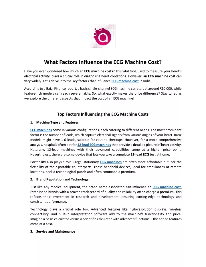 what factors influence the ecg machine cost