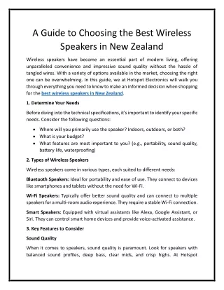 Choosing the Best Wireless Speakers in NZ - Hotspot Electronics