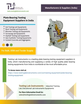 Plate Bearing Testing Equipment Suppliers in India
