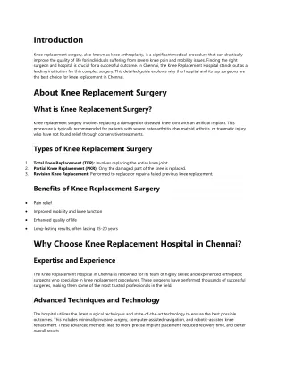 Best Knee Replacement Surgeon in Chennai