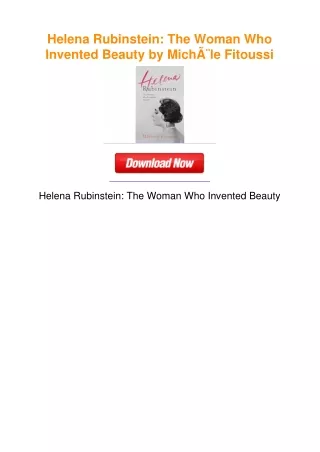 Helena Rubinstein: The Woman Who Invented Beauty by MichÃ¨le Fitoussi